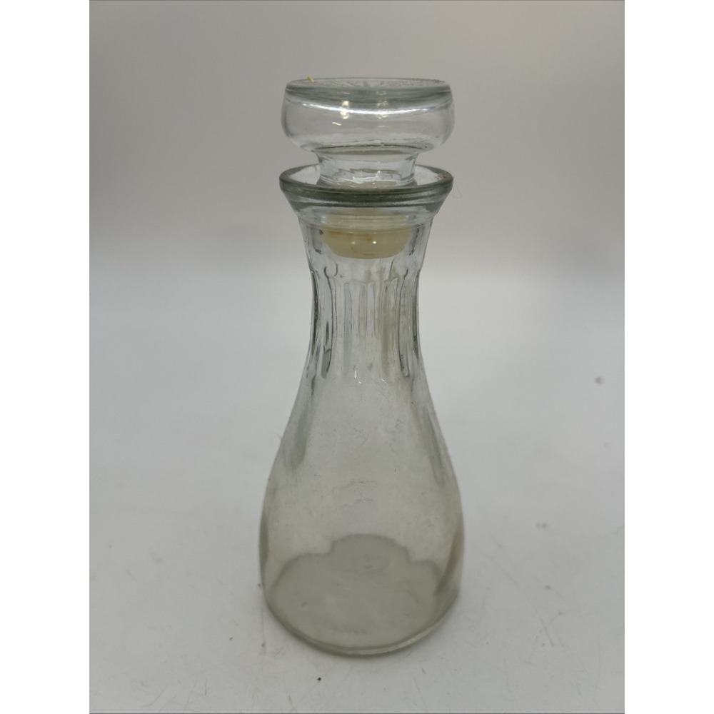 VTG Good Seasons Cruet Bottle, Pressed Glass, Round Solid, Stopper/Lid, Set